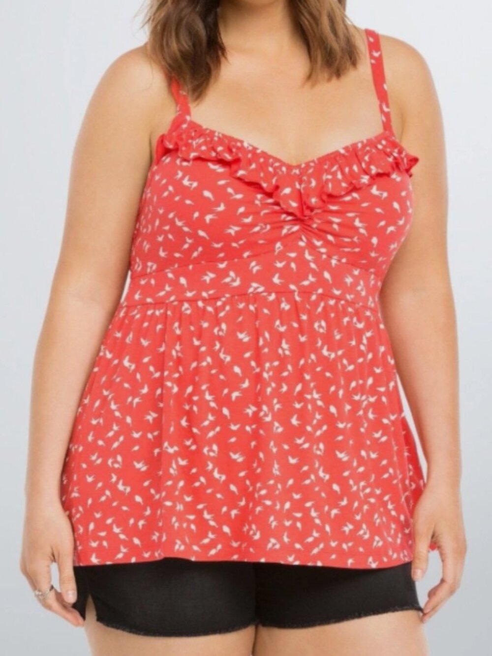 Torrid Red Bird Babydoll Tank size 2